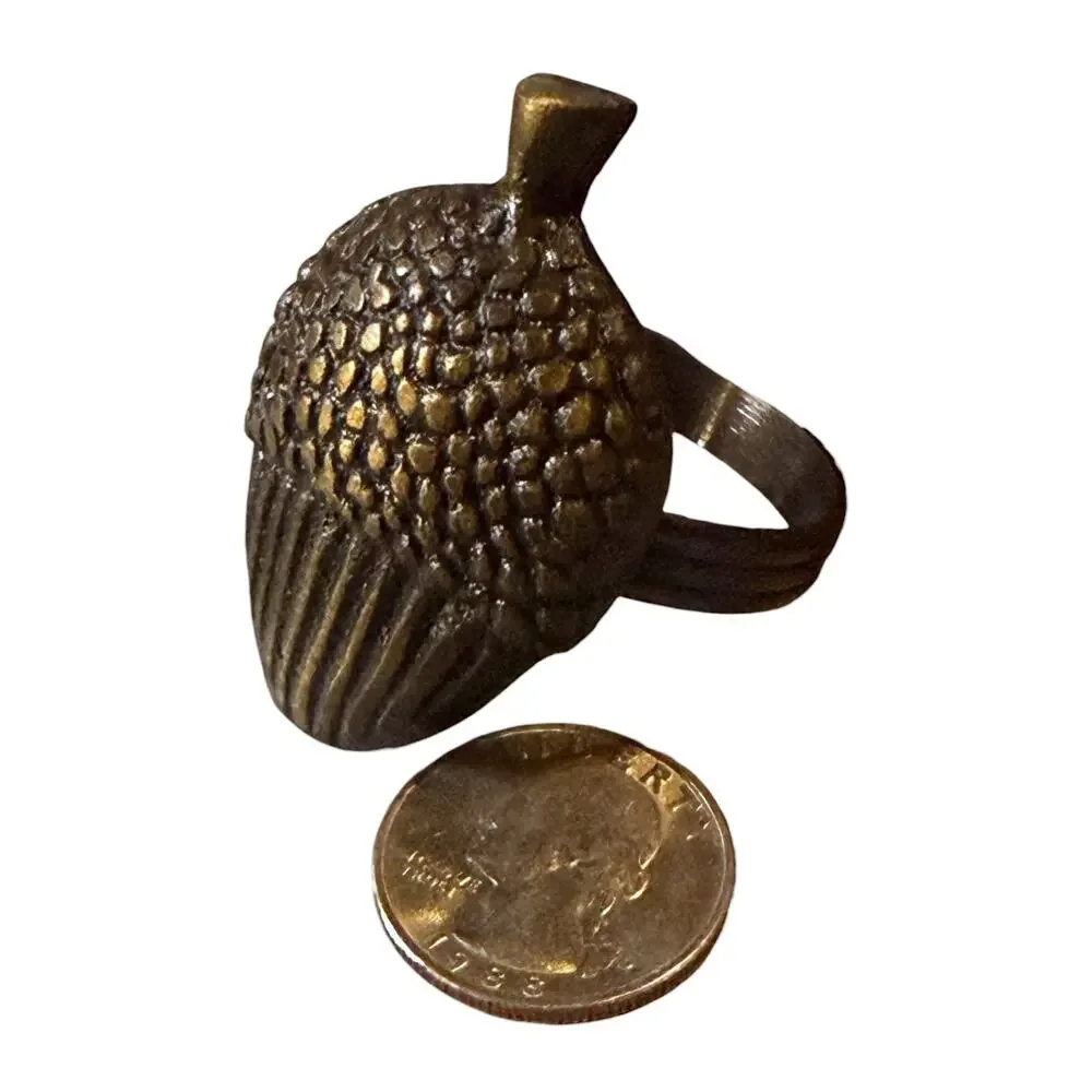 Vintage Bronze Acorn Napkin Rings Dinnerware 11 Piece Set